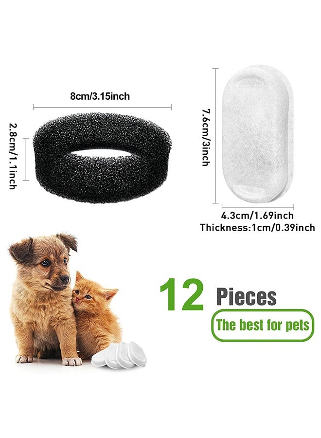 غنافوتو مرشحات نافورة مياه للقطط لـ 108/3.2 لتر و 67 أونصة/2 لتر مرشحات نافورة مياه للحيوانات الأليفة من الفولاذ المقاوم للصدأ، 12 مرشح بديل لنافورة القطط مع 12 إسفنجة - Image 2