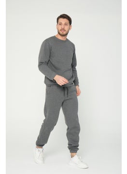Four Man Anthracite Grey Crew Neck Sweatshirt 3 Thread Raised (100% Cotton)  - Image 1