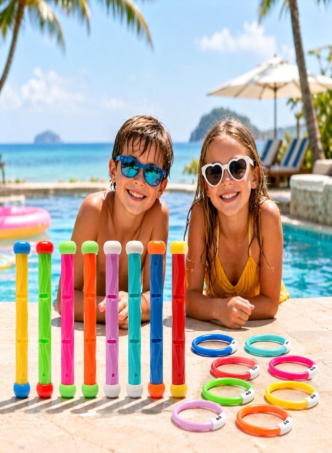 PARENTSWELL Pool Diving Toys- 16 PCS Swimming Pool Toys for Kids with Diving Rings Dive Sticks, Underwater Training Swimming Diving Toy for Kids Gifts Summer Pool Swim Water Game Fun - Image 5