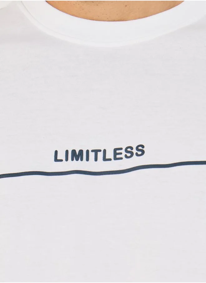 ستايلي Minimal Embossed Print Oversized Cotton T-Shirt