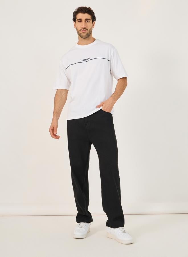 Styli Minimal Embossed Print Oversized Cotton T-Shirt - Image 2