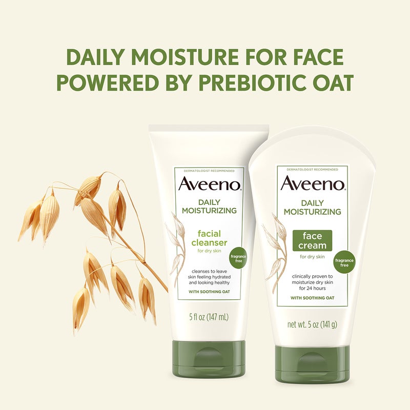 Aveeno Daily Moisturizing Fragrance-Free Face & Neck Cream, Oat Facial Moisturizer for Dry Skin, 5 oz, & Aveeno Daily Moisturizing Body Lotion with Soothing Oat, 2.5 oz (2 Item, Product Bundle) - Image 3
