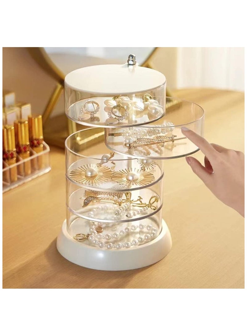 Clear Rotable Box,5-Layer Jewelry Storage Box With Lid, Easy Classify Storage by Layer Box for Hair Accessories  Beauty Supplies Earrings Necklaces Bracelets  - Image 1