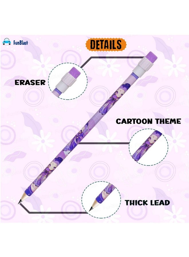 FunBlast FunBlast Pencil Set for Kids - Pack of 10 Pcs HB Pencils Stationary Kit, Lotus Flower Pencil Set with Erasers, Sharpener and Pencil Grip for Kids, Pencil for Drawing & Shading, Sketching (Purple)  - Image 5