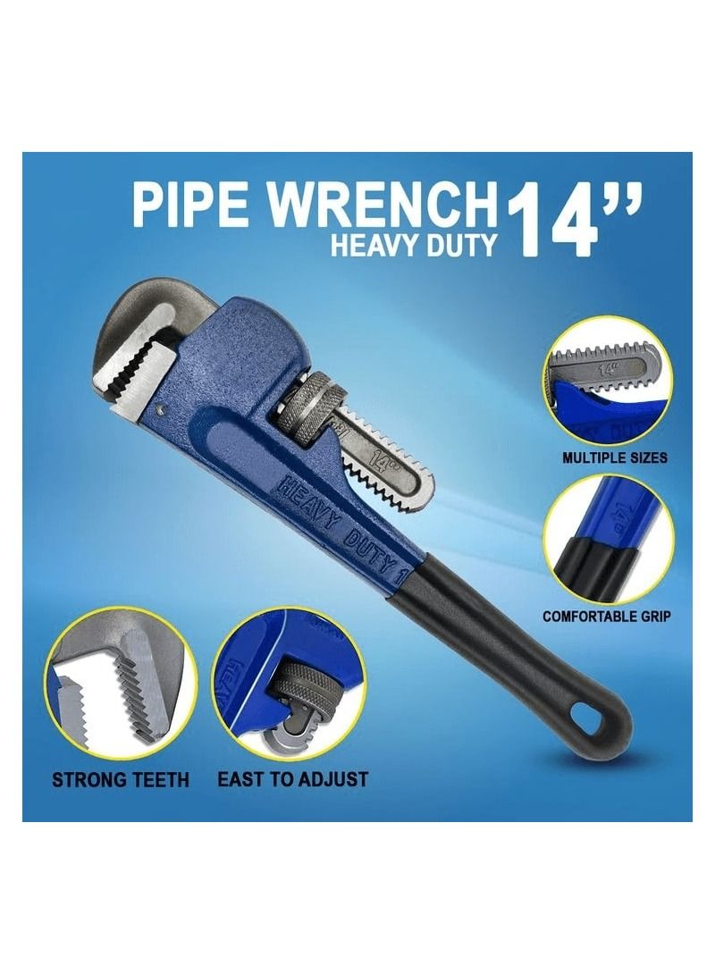Pipe Wrench Heavy Duty 14", Forged Steel Head, Strong Iron Handle Pipe Wrench/1 Pcs - Image 1
