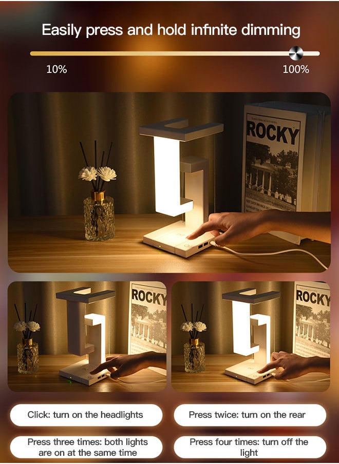 Generic - 2-in-1 Suspended Anti-Gravity Table Lamp Wireless Rechargeable Touch Control Table Light Phone Charging Floating Desk Lamp - Image 1