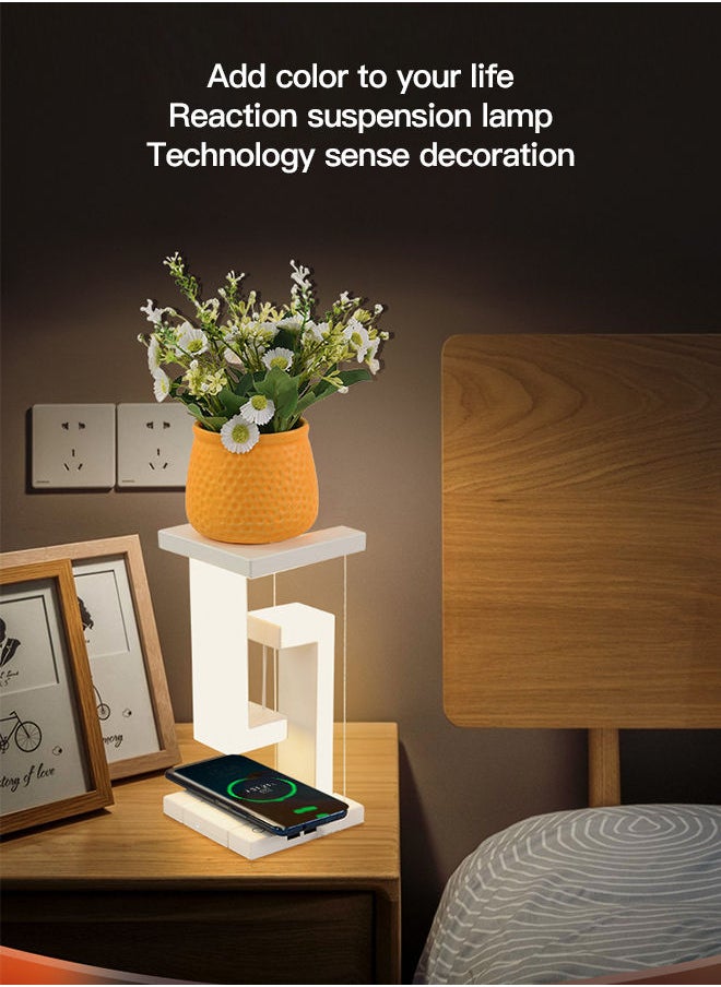 Generic - 2-in-1 Suspended Anti-Gravity Table Lamp Wireless Rechargeable Touch Control Table Light Phone Charging Floating Desk Lamp - Image 1