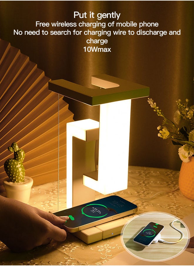 Generic - 2-in-1 Suspended Anti-Gravity Table Lamp Wireless Rechargeable Touch Control Table Light Phone Charging Floating Desk Lamp - Image 1
