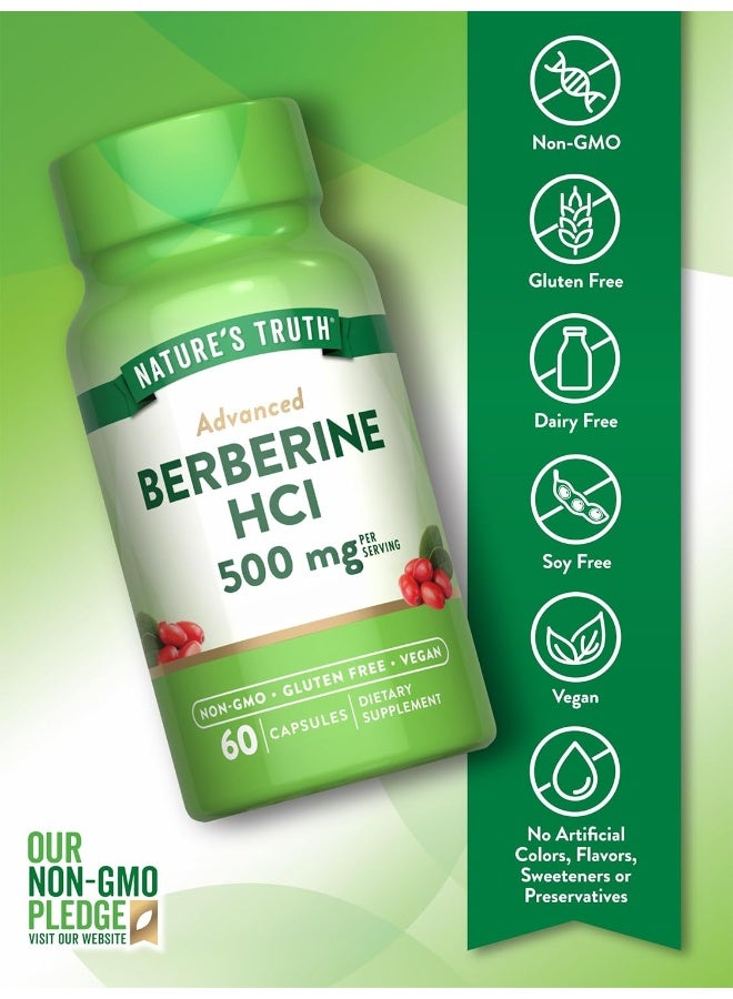 Berberine Capsules | 500mg | 60 Count | Vegetarian, Non-GMO, & Gluten Free Supplement | by Nature's Truth