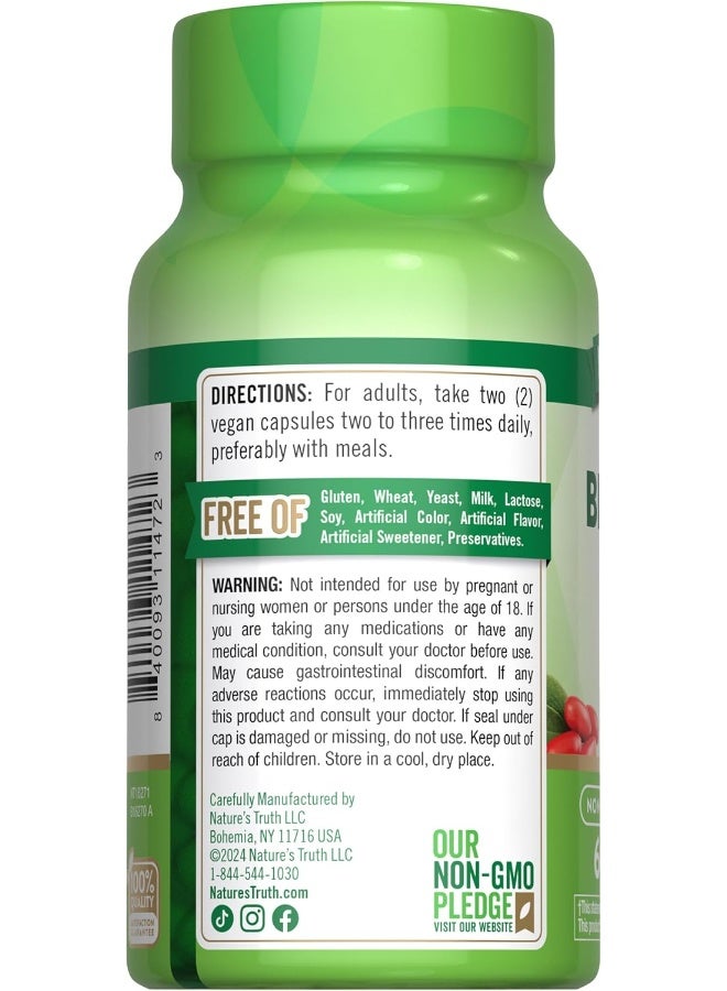 Berberine Capsules | 500mg | 60 Count | Vegetarian, Non-GMO, & Gluten Free Supplement | by Nature's Truth