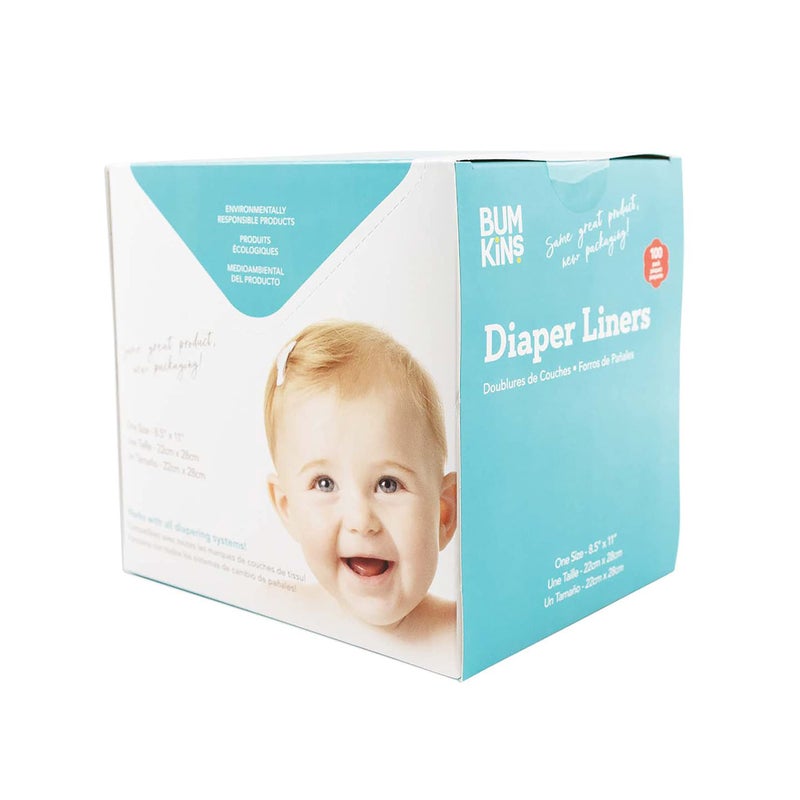 Bumkins Disposable Cloth Fabric Diaper Liner, Biodegradable, Neutral, 100 Count (Pack of 1) - Image 1