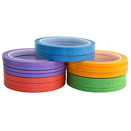 JINBING 6Rolls Washi Masking Tape for DIY Nail Arts Drawing Pattern Making 2mm 2.5mm 3mm 4mm 5mm 6mm x 25m (Green) - Image 2