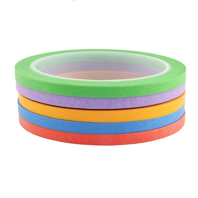 JINBING 6Rolls Washi Masking Tape for DIY Nail Arts Drawing Pattern Making 2mm 2.5mm 3mm 4mm 5mm 6mm x 25m (Green) - Image 4