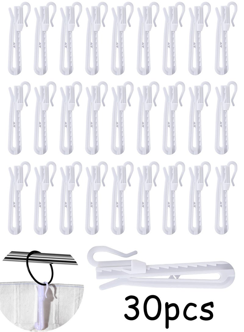 Plastic Curtain Hooks, 30 Pcs Pinch Pleat Curtain Hooks 7cm Adjustable Curtains Clips Ratchet System Pinch Pleated Drapery Pins for Window Door Shower Curtains (2.74 inches/6.96 cm) - Image 1