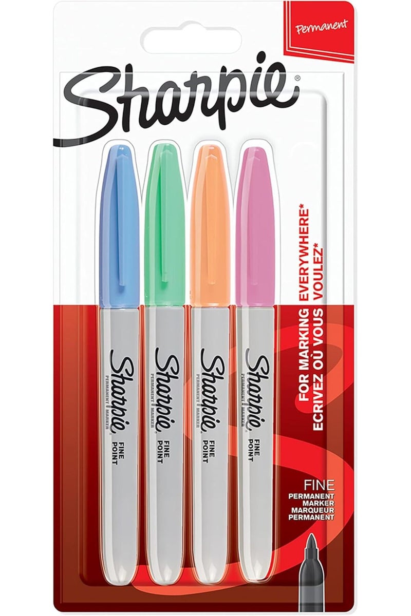 Sharpie Fine Point Permanent Marker Pastel Pack of 4 - Image 1