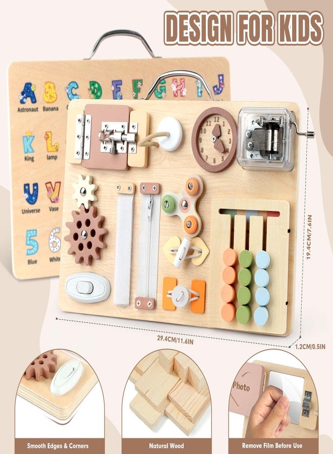 Hoarosall Montessori Busy Board for Toddlers 16-in-1 Wooden Sensory Activity Board with Music Box Fine Motor Skills Learning Toy Preschool Educational Travel Gift for Boys Girls Ages 1-3 - Image 4