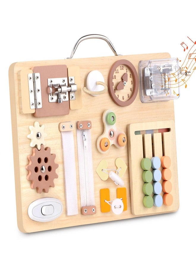 Hoarosall Montessori Busy Board for Toddlers 16-in-1 Wooden Sensory Activity Board with Music Box Fine Motor Skills Learning Toy Preschool Educational Travel Gift for Boys Girls Ages 1-3 - Image 1