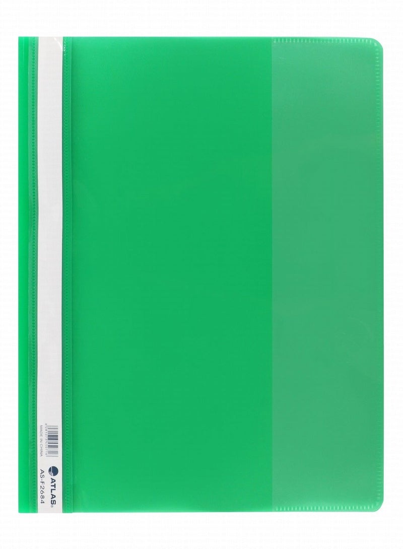 ATLAS 12-Piece Flat Clear View Folder File Green