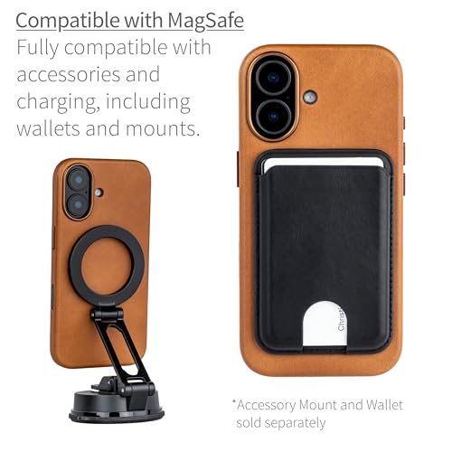 Dockem Genuine Leather Case for iPhone 17 Compatible with MagSafe, with Capacitive Camera Control Button (MSGL, Light Brown) - Image 5
