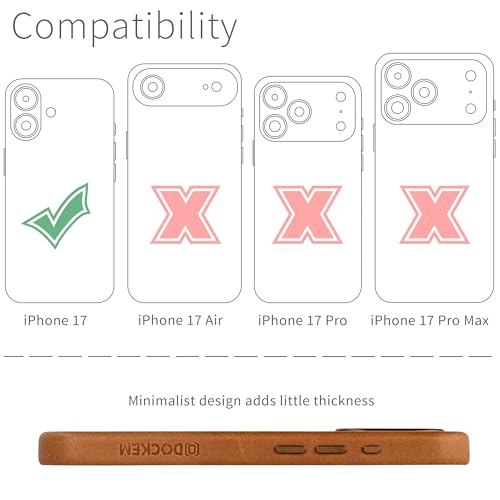 Dockem Genuine Leather Case for iPhone 17 Compatible with MagSafe, with Capacitive Camera Control Button (MSGL, Light Brown) - Image 2