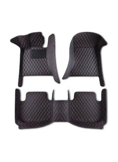 WINCA Car Floor Mats Compatible With Nissan sunny 2011 - 2019 PVC Leather Non-slip Weather Color Available (Black Red)  - Image 1