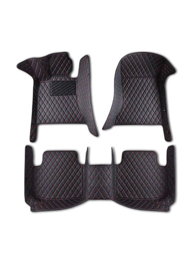 وينكا سجادات أرضية السيارة متوافقة مع نيسان صني 2011 - 2019 جلد PVC غير قابل للانزلاق متوفر لون الطقس (أسود أحمر) - Image 1