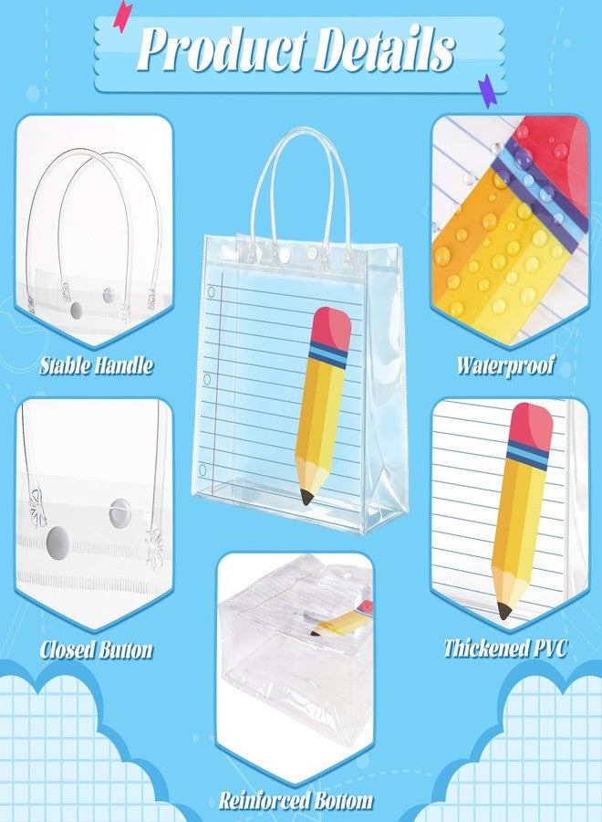 Renbuzhu 24PCS Back to School Clear PVC Gift Bags Bulk 8 x 8 x 3Inches: First Day of School Supplies with Handles Teacher Appreciation Gifts Transparent Bag Reusable Tote - Image 4