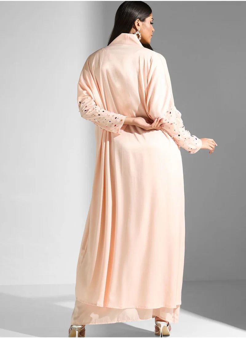 Meem by Mariyah Embroidered Sleeve Abaya