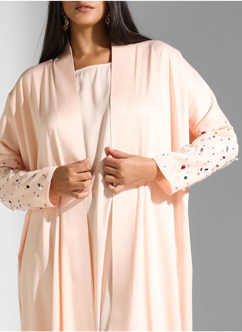 Meem by Mariyah Embroidered Sleeve Abaya