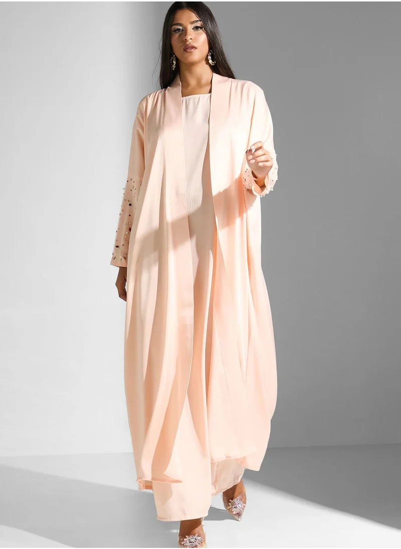 Meem by Mariyah Embroidered Sleeve Abaya
