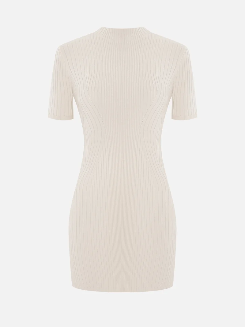 Lichi Short-sleeved rib-knit mini dress