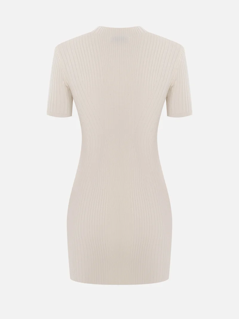 Lichi Short-sleeved rib-knit mini dress