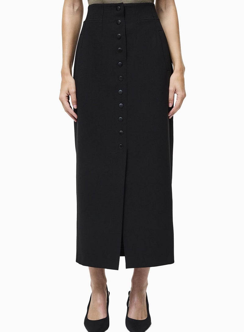 فرنش كونكشن جيدن تنورة طويلة بخصر مرتفع مفصلة - Image 2