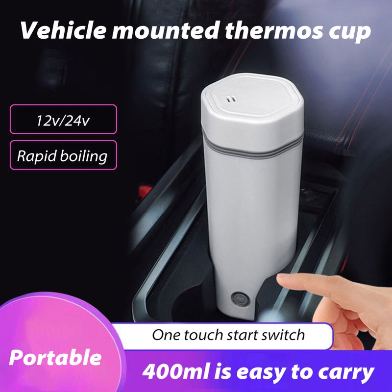 Car Insulated Cups 400ML Stainless Steel Travel Mug with lid - Spill Proof 12V Elctric Kettle Automatic Power Off for Coffee & Tea - Thermos Keeps Drinks - Image 5