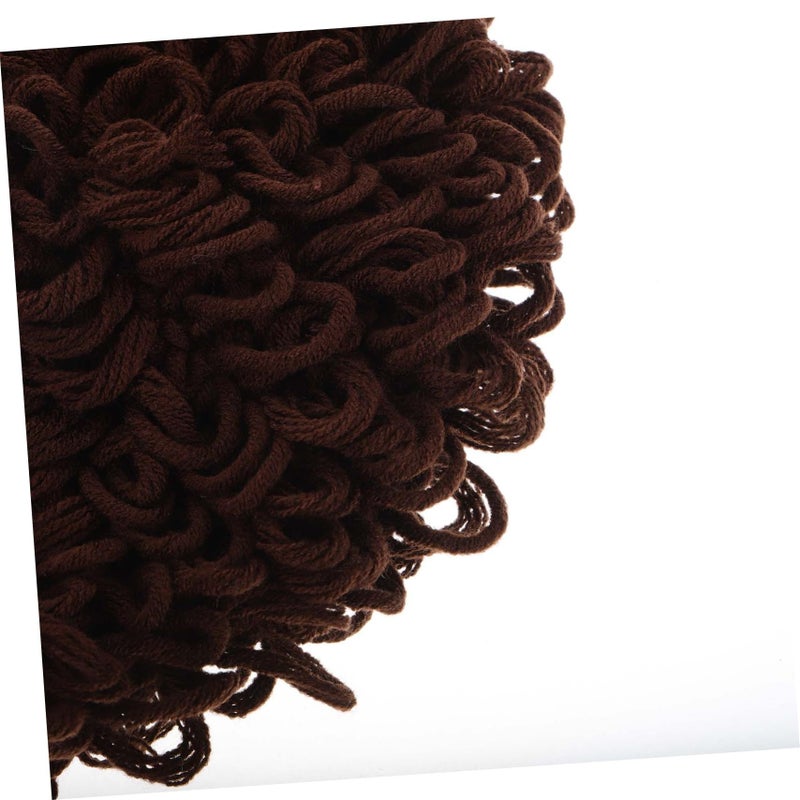 Dark Brown Knitted Beanie Wig Hat For Boys Winter Warm Elastic Pullover Cap - Image 4