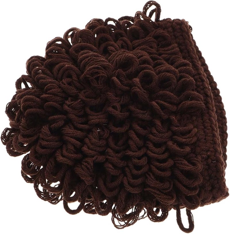 Dark Brown Knitted Beanie Wig Hat For Boys Winter Warm Elastic Pullover Cap - Image 1
