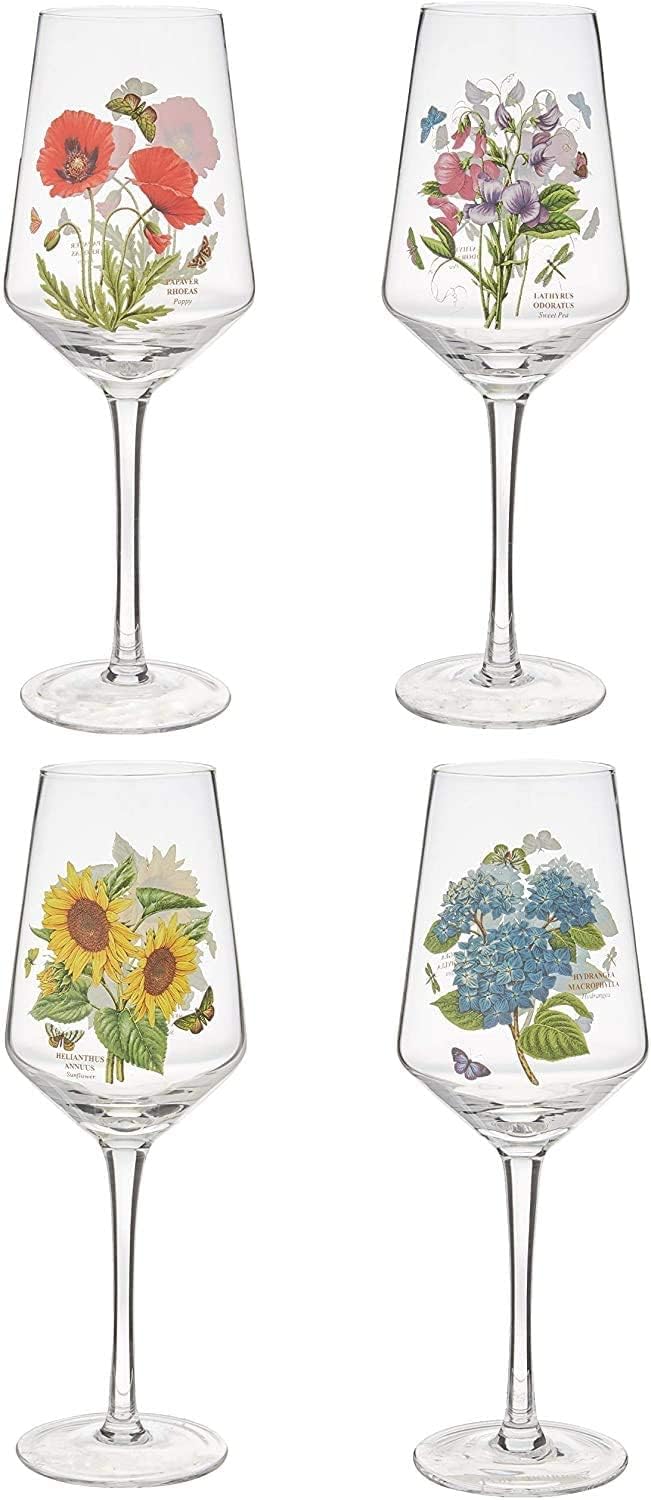 Portmeirion Portmeirion Botanic Garden 16oz Stemmed Wine Glass Set of 4  Assorted Floral Motifs  Elegant Glassware for Weddings Home Bars Special Events WineTasting Occasions  Vintage Wine Glasses - Image 2