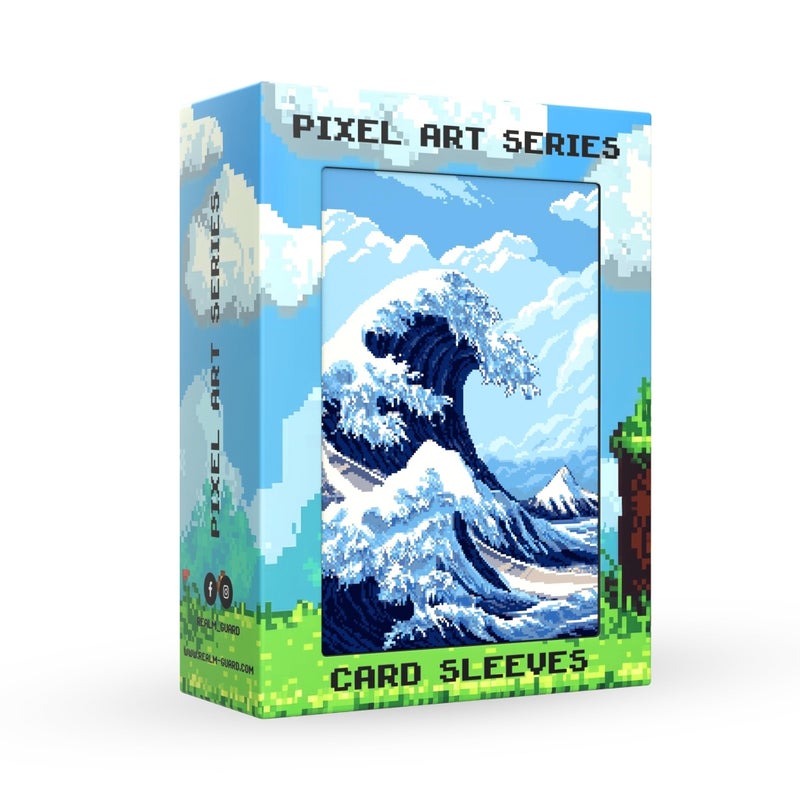 Realm Guard Pixel Art Series - 100ct TCG/MTG Textured Card Sleeves (The Great Wave) - Image 1