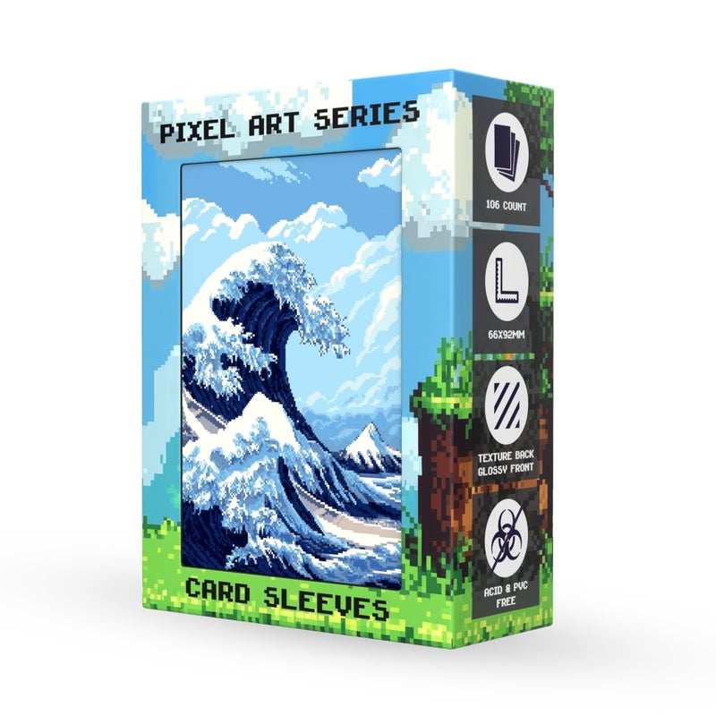 Realm Guard Pixel Art Series - 100ct TCG/MTG Textured Card Sleeves (The Great Wave) - Image 2