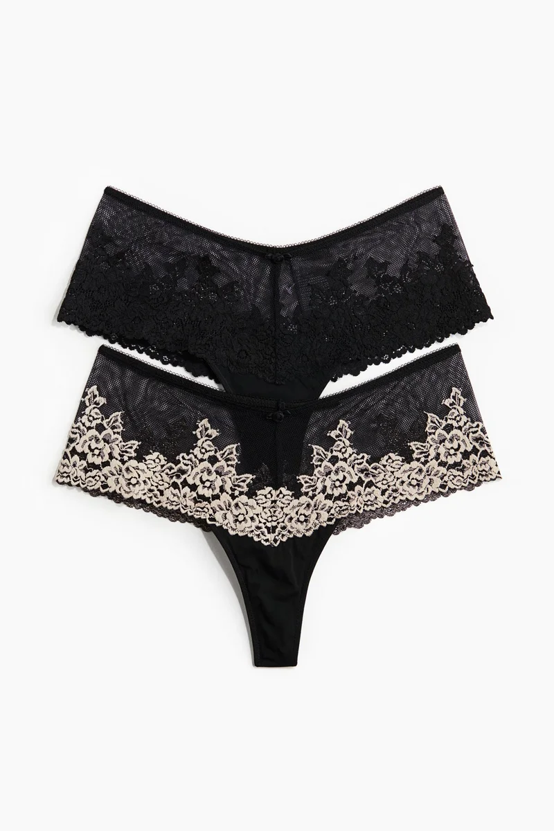 H&M 2-pack lace hipster thong briefs