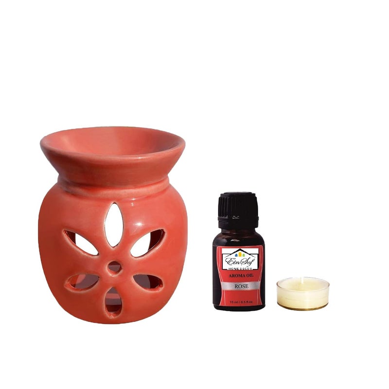 Ein Sof EIN SOF Ceramic Oil Diffuser for Home Fragrance 1 Piece Room Fragrance Diffuser Perfume Diffuser for Home Aroma Therapy Diffuser Oil lamp Red  - Image 1