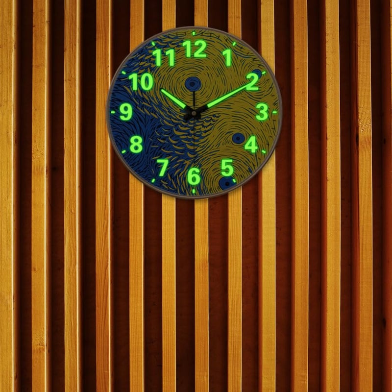 STAR WORK ساعة حائط حديثة 12 بوصة صامتة مع تألق في الليل من الراديوم، آلية غير مزعجة وأرقام كبيرة - مثالية لغرفة المعيشة، غرفة النوم، القاعة وزينة المنزل (R Art) - Image 3