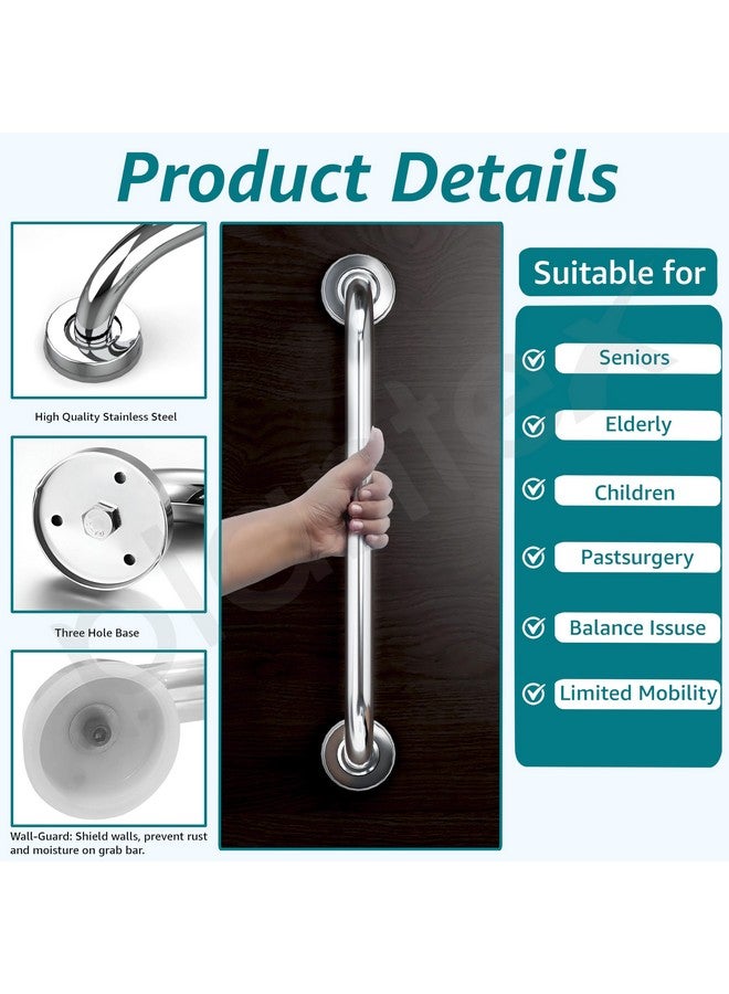 Plantex 18 Inch Stainless Steel Grab Bar for Toilet/Safety Support for Senior Citizens/Secure Bathroom Handrail/Bathroom Accessories (Chrome) - Image 4