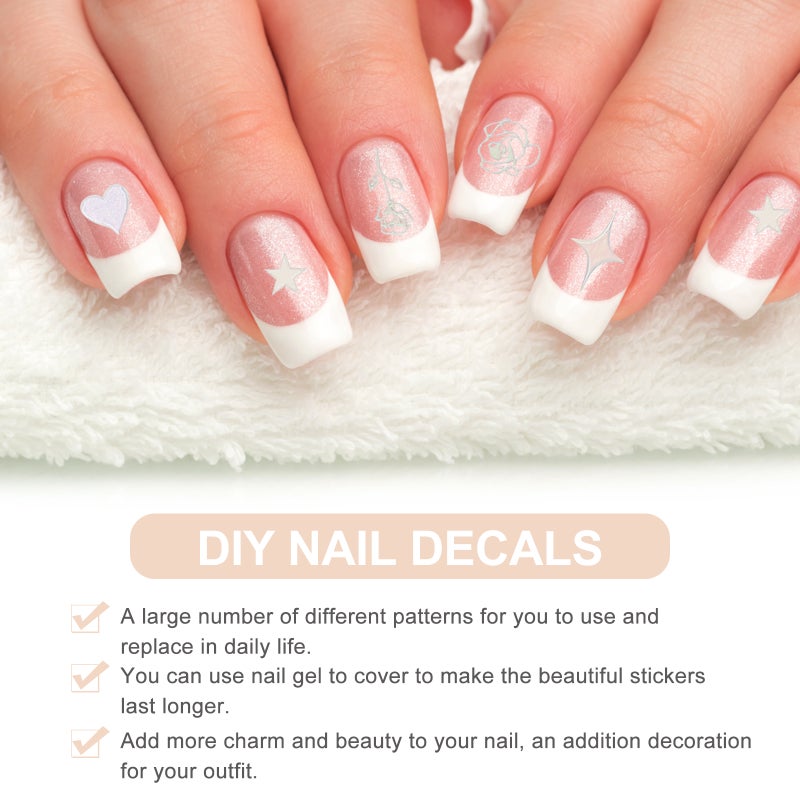 8 Sheets Nail Stickers 3D Decals Self-Adhesive Nail Stickers - Image 2