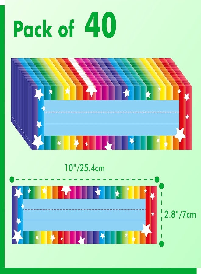 Gethelud 40PCS Desk Nameplates, Desk Name Tags with Double Sided PET Film Colorful Student Name Labels Erasable & Reusable Traditional Manuscript Name Plates for School Classroom Organization (10” x 2.8”) - Image 2