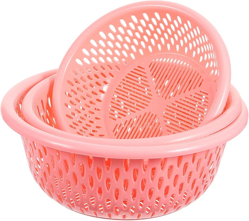 3pcs Portable Kitchen Drain Baskets for Vegetables and Fruits Multi-function Washing Strainers with Anti-fall Material Capacity Fruit Washing Basket for Fresh Storage Random Color - Image 1