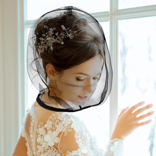 Loopeer 6 Pcs Makeup Protector Hood Washable Light Airy Nylon Chiffon Face Cover Protects Hair and Make up While Getting Dressed Zipper Closure Reusable Cosmetic Mask for Women Beauty Weddings(Black) - Image 5