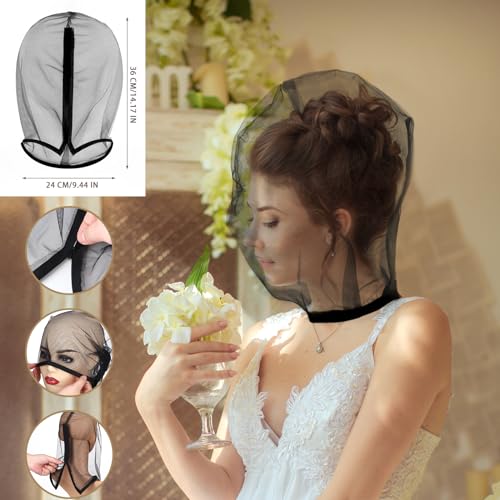 Loopeer 6 Pcs Makeup Protector Hood Washable Light Airy Nylon Chiffon Face Cover Protects Hair and Make up While Getting Dressed Zipper Closure Reusable Cosmetic Mask for Women Beauty Weddings(Black) - Image 2