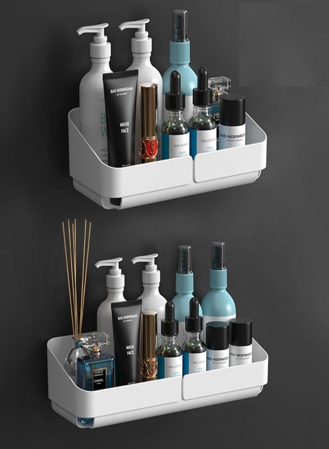 SHREESHANN 2 Pcs Self-Adhesiv Toilet Cosmetic Storage Shelf Durable Bathroom Organiser Without Drill & Kitchen Organizer Rack Bathroom Storage Wall Mounted Organiser Holder Shelf Rack - Image 1