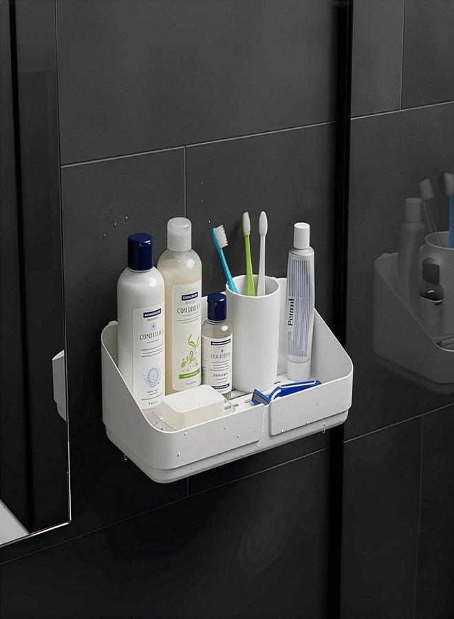 SHREESHANN 2 Pcs Self-Adhesiv Toilet Cosmetic Storage Shelf Durable Bathroom Organiser Without Drill & Kitchen Organizer Rack Bathroom Storage Wall Mounted Organiser Holder Shelf Rack - Image 5